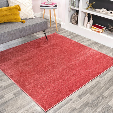 Haze Solid Low-pile Area Rug Red